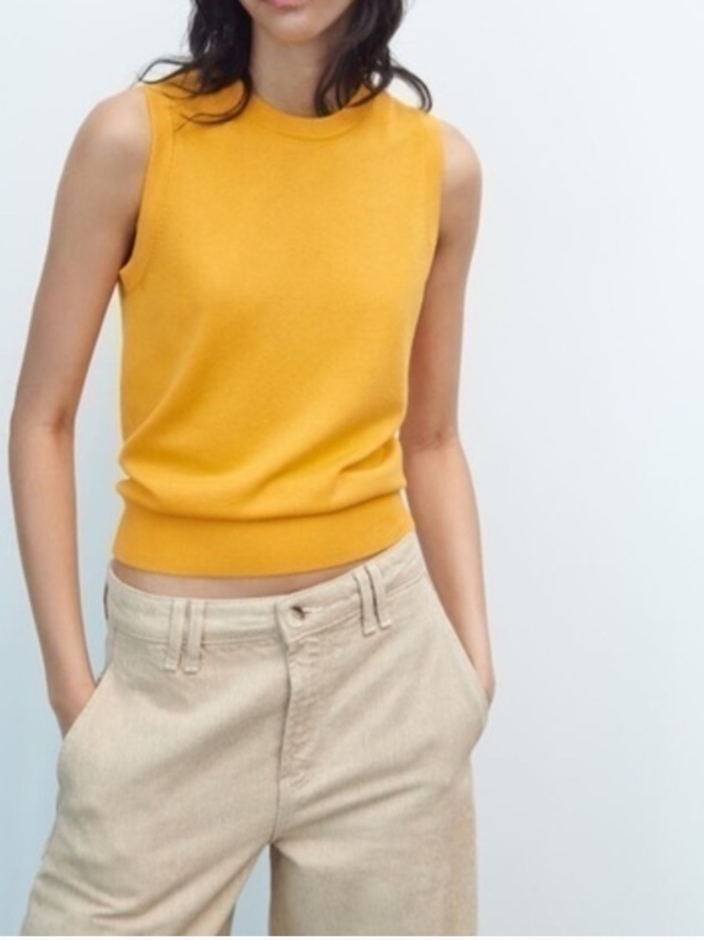 ZARA Yellow Sweater Vest S